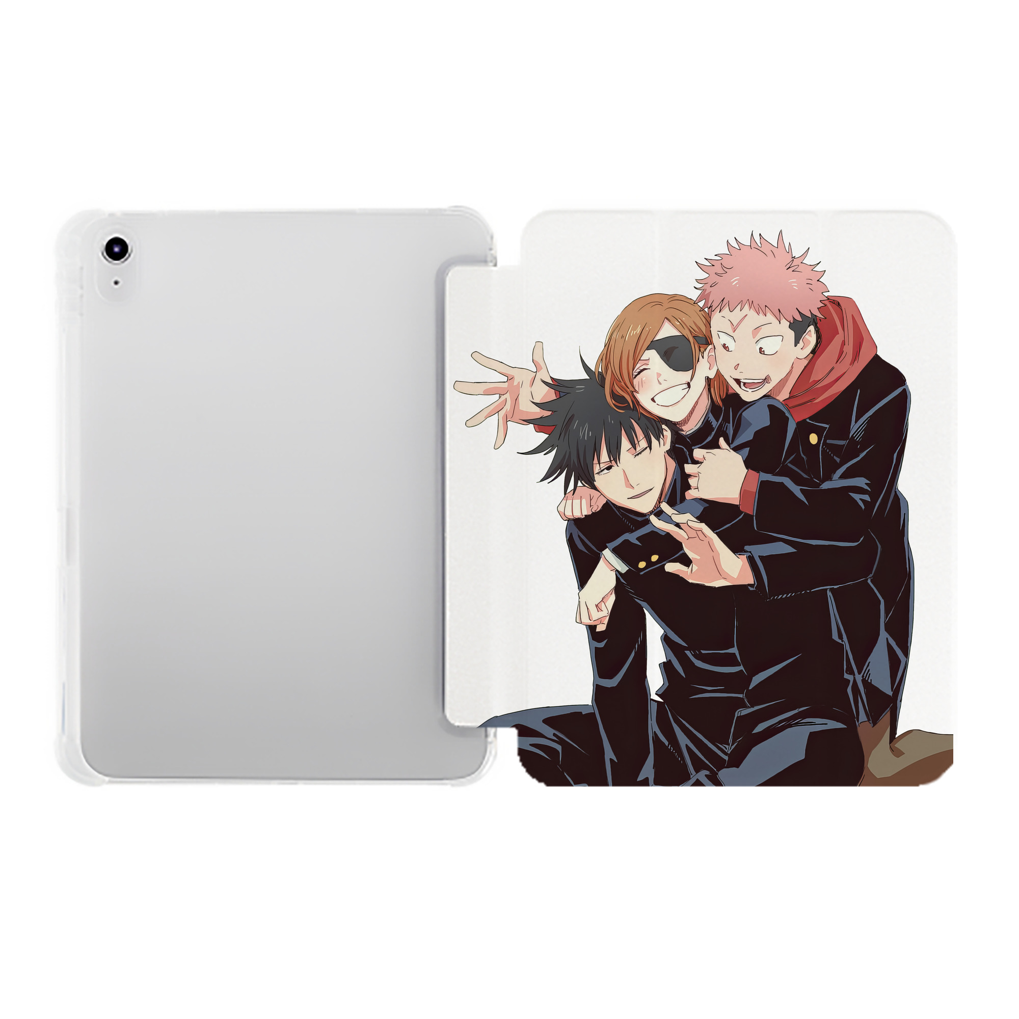 （画像用） 呪術廻戦 Jujutsu Kaisen IPad ケース ペン収納付き 三つ折りスタンド PUレザー×シリコン 対応機種9.5/10.5/10.9インチ